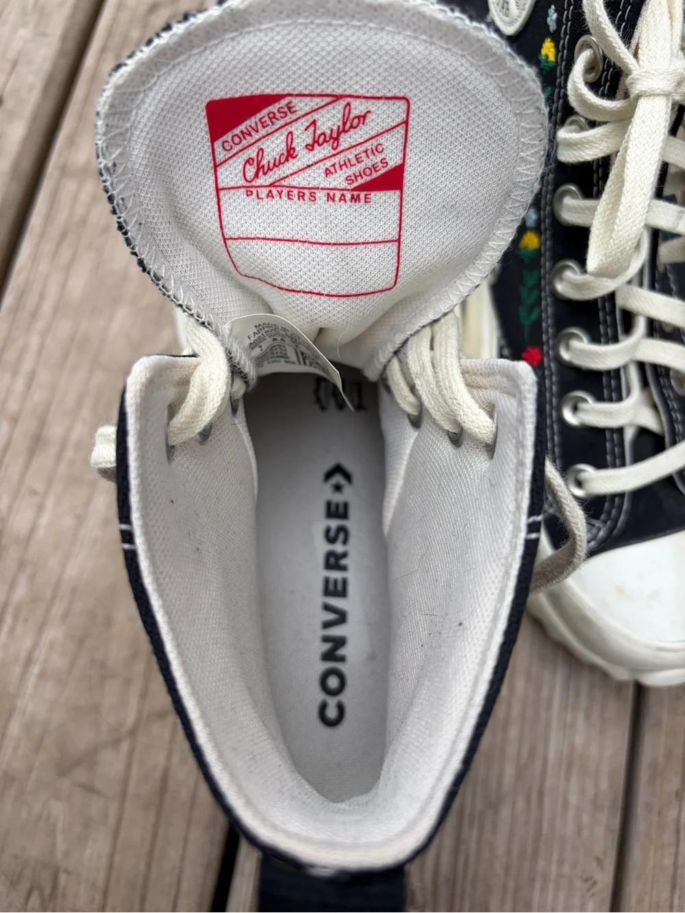 Converse Run Star Hike High Top Sneaker Black Embroidered